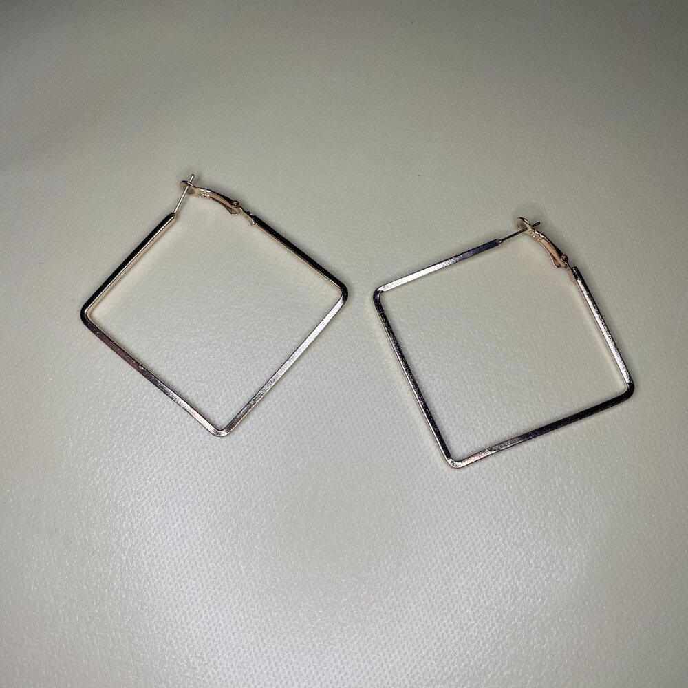 Large Square Hoop Earrings - Geometric Minimalist… - image 3